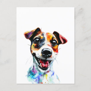 Rainbow Paws - Farbenfroher Jack Russell Terrier D Postkarte