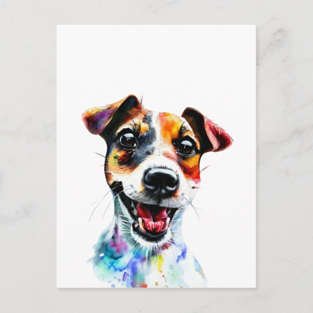 Rainbow Paws - Farbenfroher Jack Russell Terrier D Postkarte (Vorderseite)