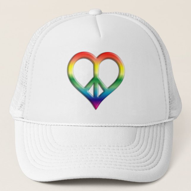 Rainbow Peace and Liebe Hat Truckerkappe (Vorderseite)