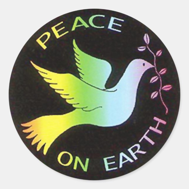Rainbow Peace Dove Peace Sign Runder Aufkleber (Vorderseite)