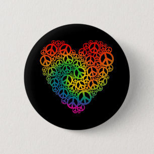 Rainbow Peace Heart Button