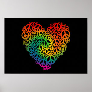 Rainbow Peace Heart Poster