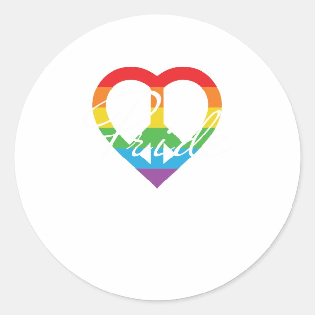 Rainbow Peace Heart Pride LGBT Runder Aufkleber (Vorderseite)