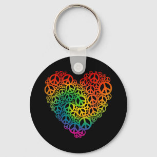 Rainbow Peace Heart Schlüsselanhänger