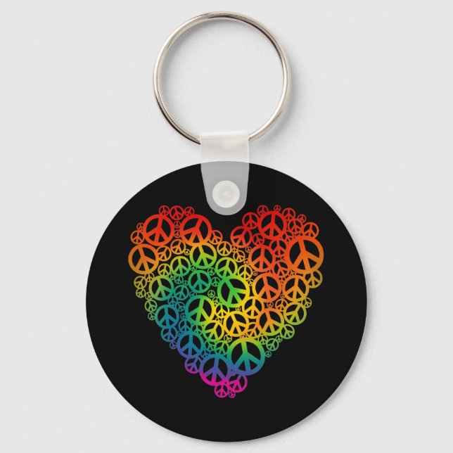 Rainbow Peace Heart Schlüsselanhänger (Vorderseite)