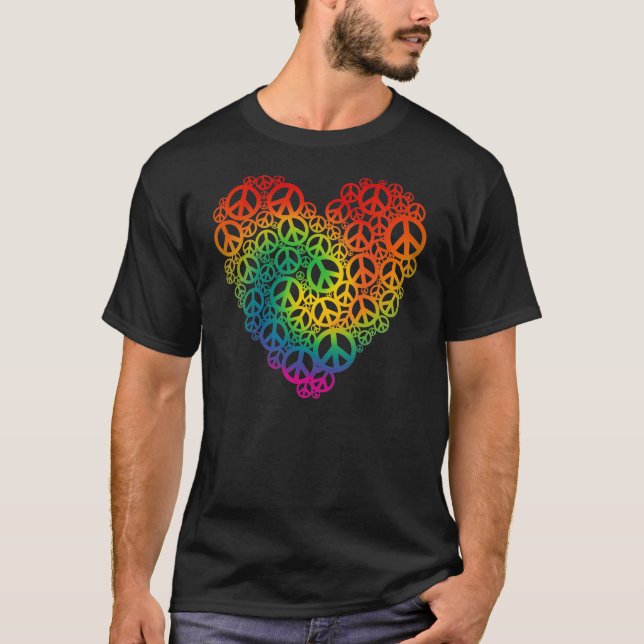 Rainbow Peace Heart T-Shirt (Vorderseite)