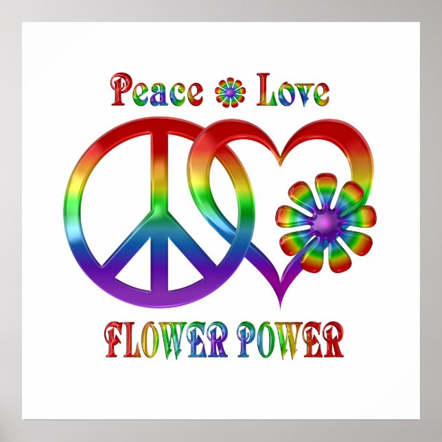 Rainbow Peace Liebe Blume Power Poster (Vorne)