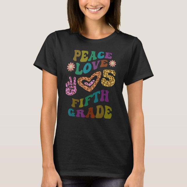 Rainbow PEACE LIEBE FÜNFTE GRAD Leopard Print Retr T-Shirt (Vorderseite)