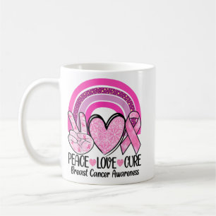 Rainbow Peace Liebe heilen rosa Ribbon Brustkrebs Kaffeetasse