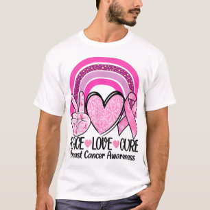 Rainbow Peace Liebe heilen rosa Ribbon Brustkrebs T-Shirt