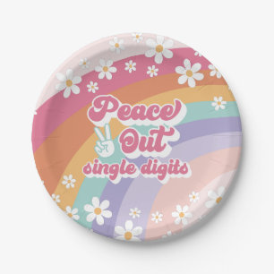 Rainbow Peace Out Single Digits 10. Geburtstag Pappteller