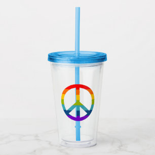 Rainbow Peace Sign Acryltrinkbecher