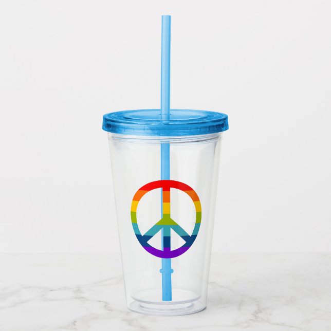 Rainbow Peace Sign Acryltrinkbecher (Vorderseite)