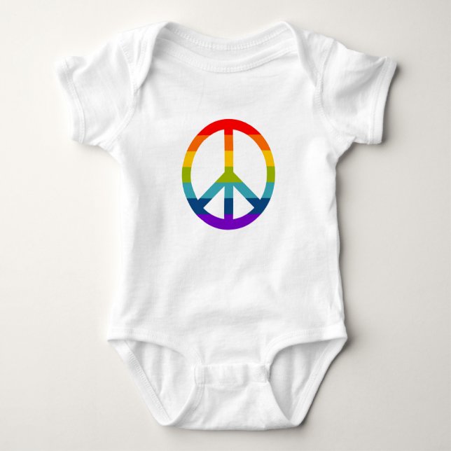 Rainbow Peace Sign Baby Strampler (Vorderseite)