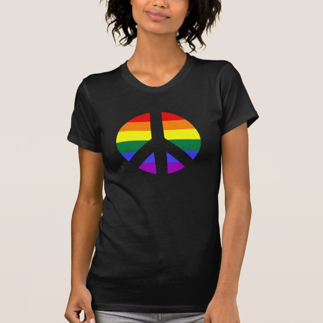 Rainbow Peace Sign Design T-Shirt (Vorderseite)