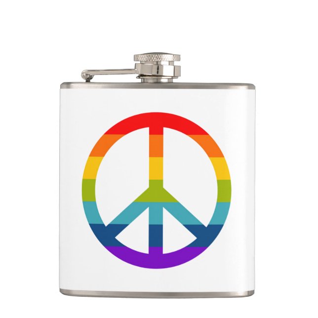 Rainbow Peace Sign Flachmann (Vorderseite)