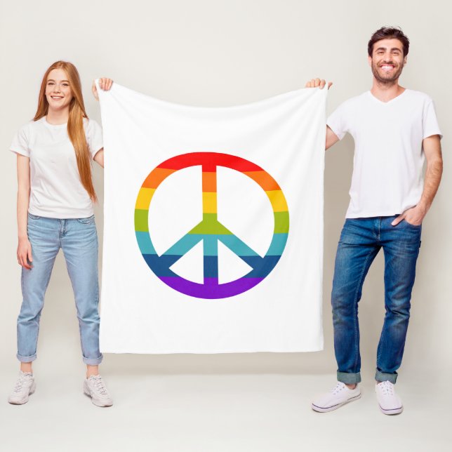 Rainbow Peace Sign Fleecedecke (Beispiel)
