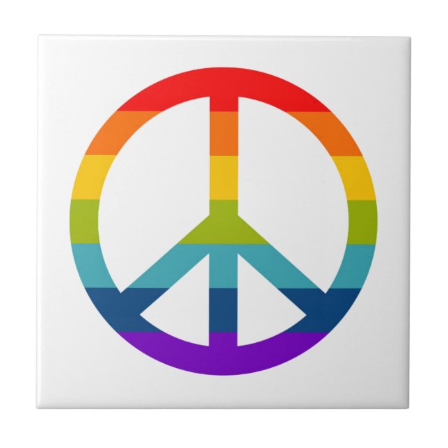Rainbow Peace Sign Fliese (Vorderseite)
