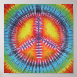 Rainbow Peace Sign Gefärbte Krawatte Poster