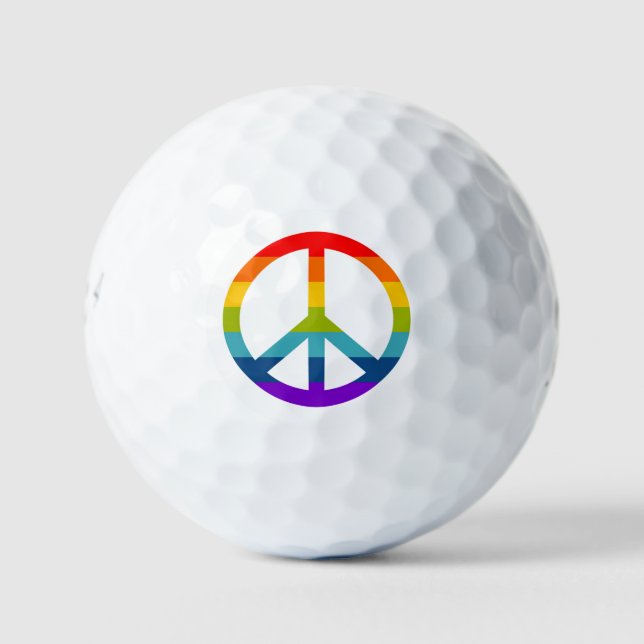 Rainbow Peace Sign Golfball (Vorderseite)