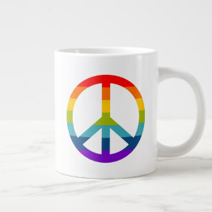 Rainbow Peace Sign Jumbo-Tasse