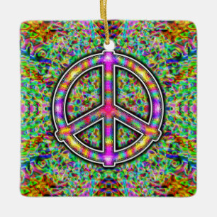 Rainbow Peace Sign Keramikornament