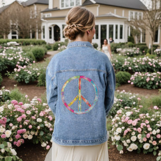 Rainbow Peace Sign Ladys Jean Jacke