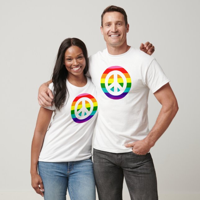 Rainbow Peace Sign LGBTQ Gay Pride T - Shirt (Unisex)