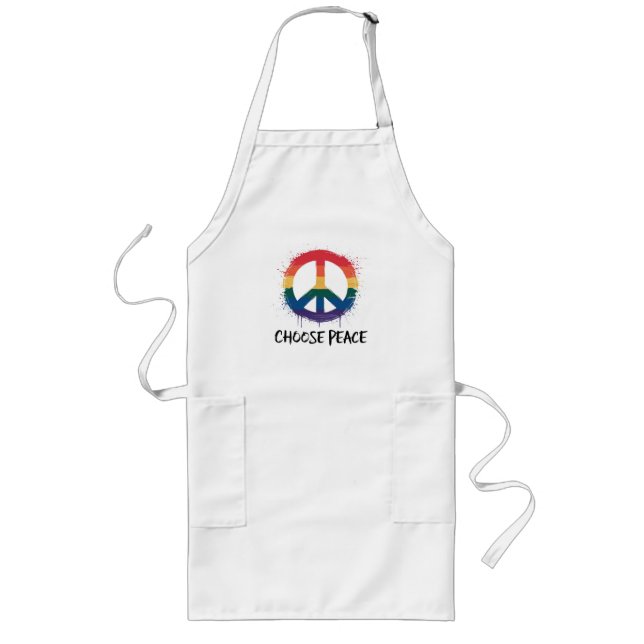 Rainbow Peace Sign mit "Choose Peace" Text Lange Schürze (Vorne)