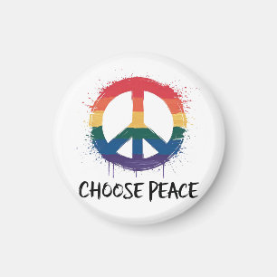Rainbow Peace Sign mit "Choose Peace" Text Magnet