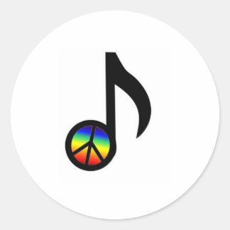 Rainbow Peace Sign Musiknote Runder Aufkleber