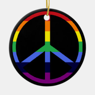 Rainbow Peace Sign Ornament