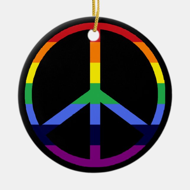 Rainbow Peace Sign Ornament (Vorne)
