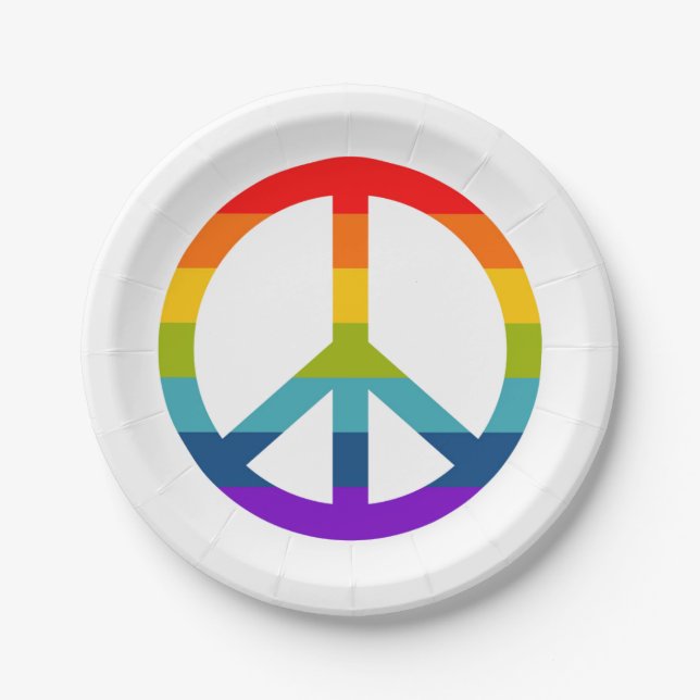 Rainbow Peace Sign Pappteller (Vorderseite)