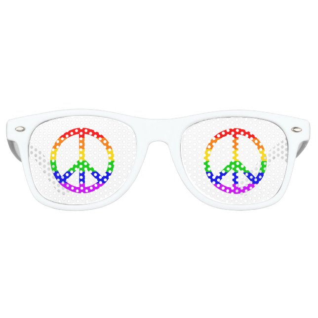 Rainbow Peace Sign Partybrille (Vorderseite)