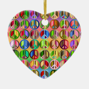 Rainbow Peace sign Porzellan Keramik Ornament