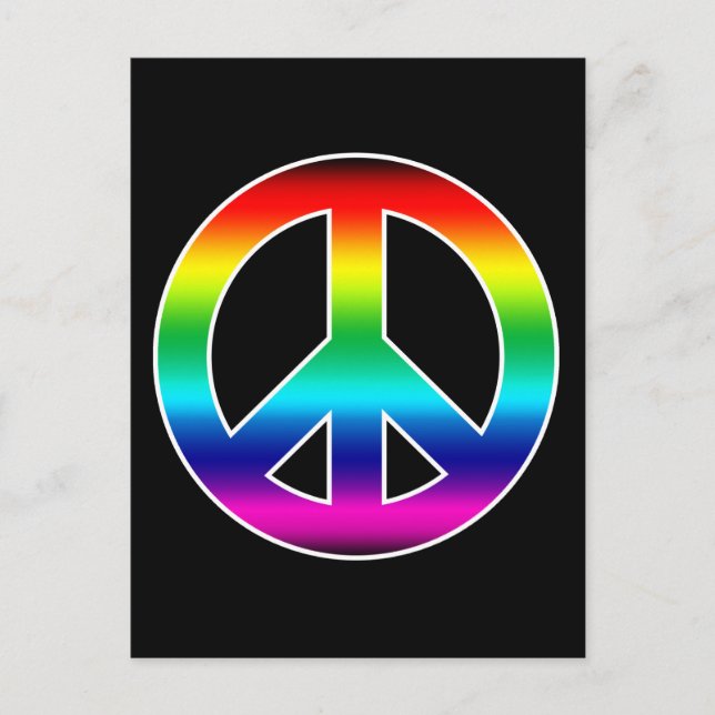 Rainbow Peace Sign Postkarte (Vorderseite)