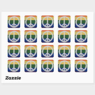 Rainbow Peace Sign Quadratischer Aufkleber