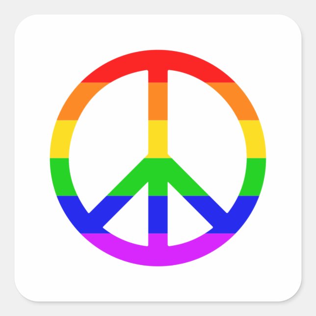 Rainbow Peace Sign Quadratischer Aufkleber (Vorderseite)