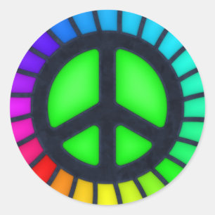 Rainbow Peace Sign Runder Aufkleber