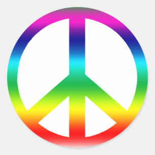 Rainbow Peace Sign Runder Aufkleber