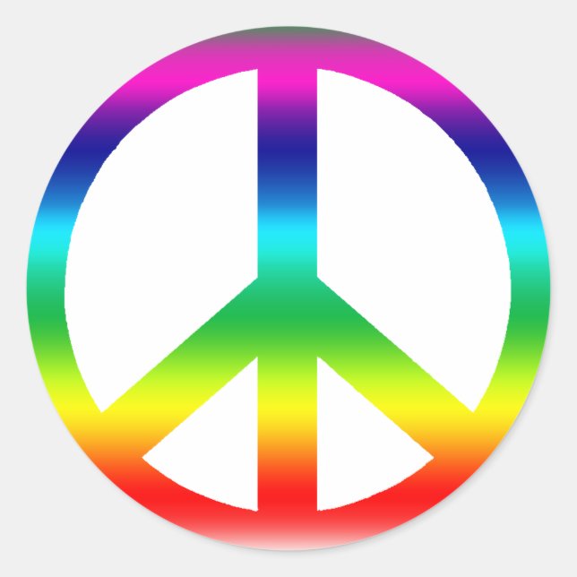 Rainbow Peace Sign Runder Aufkleber (Vorderseite)