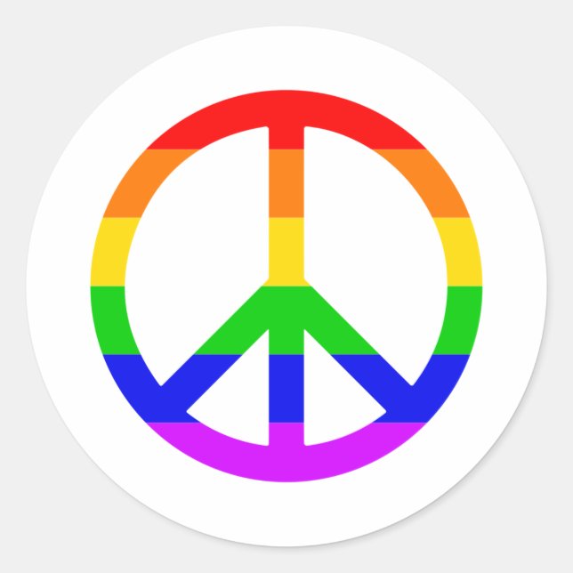 Rainbow Peace Sign Runder Aufkleber (Vorderseite)