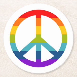 Rainbow Peace Sign Runder Pappuntersetzer