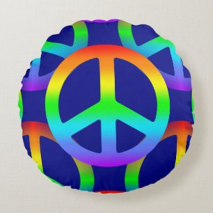 Rainbow Peace Sign Rundes Kissen