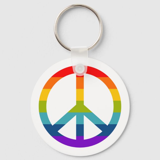 Rainbow Peace Sign Schlüsselanhänger (Vorderseite)