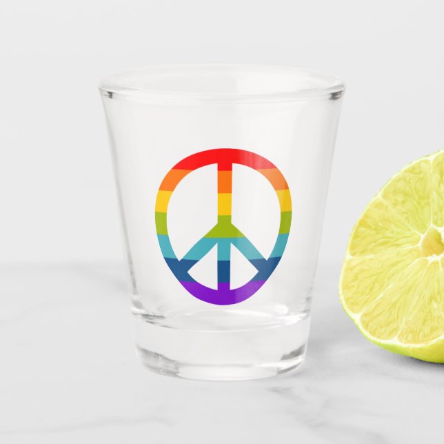 Rainbow Peace Sign Schnapsglas (Vorderseite)