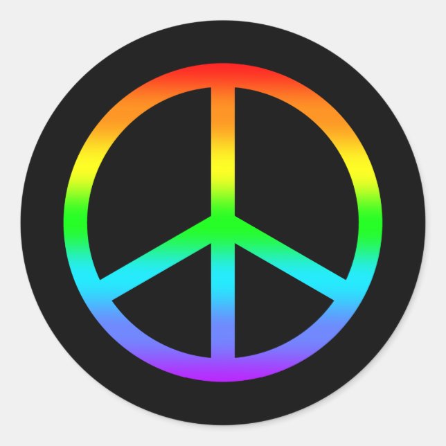 Rainbow Peace Sign Sticker (Vorderseite)