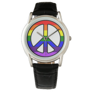 Rainbow Peace Sign Watch Armbanduhr