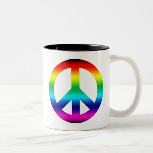 Rainbow Peace Sign Zweifarbige Tasse